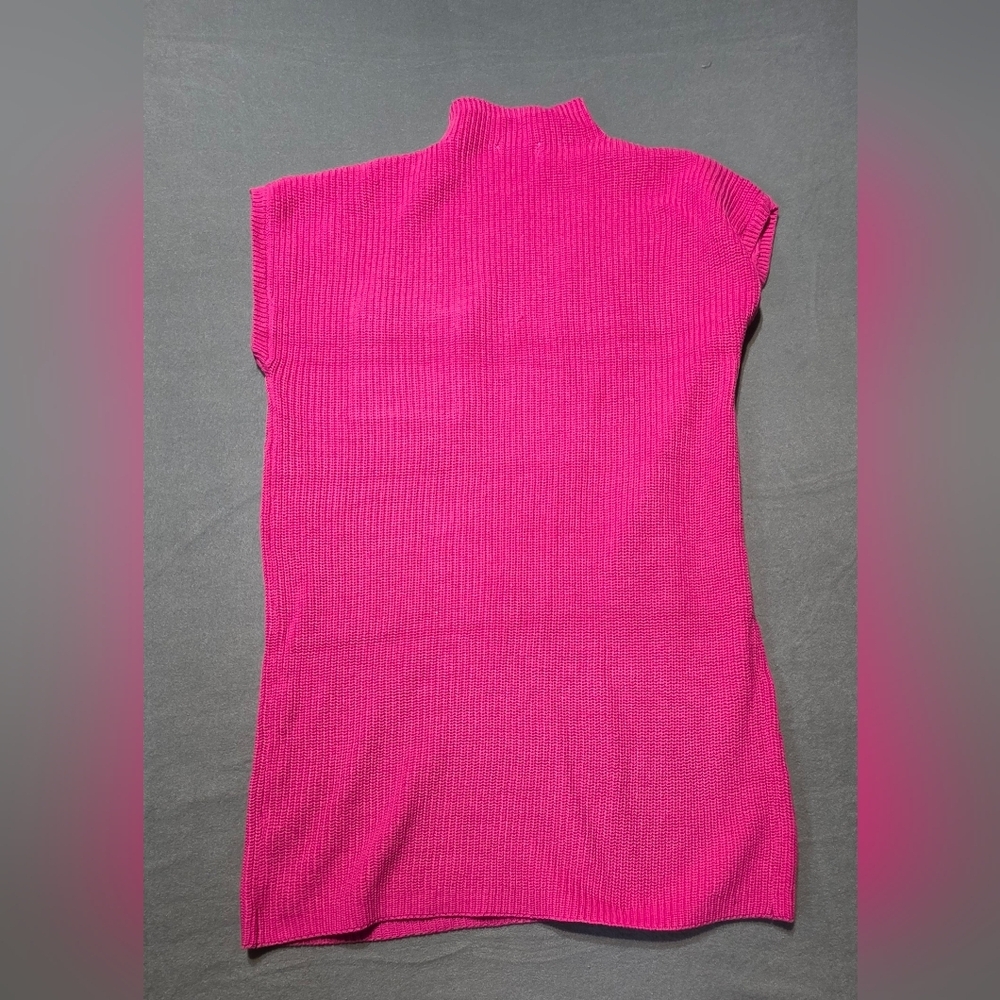 Zenana New In Poly Bag Vibrant Pink Mock Neck Ribbed Knit Dress M:Bust 37-38 in - Picture 4 of 7
